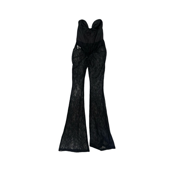 PrettyLittleThing Black Corset Sheer Lace Jumpsuit Size 8 NWT - Picture 6 of 6